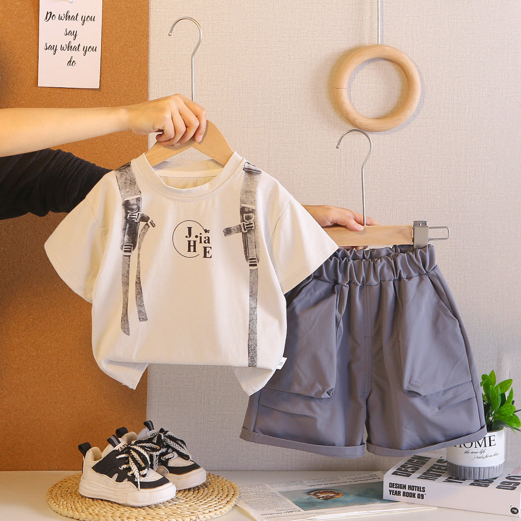 Casual short sleeved two-piece boys' clothing