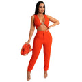 Solid color sleeveless vest leggings set