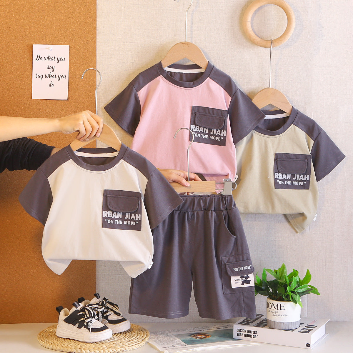 Summer round neck casual short sleeved two-piece set